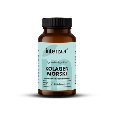 Kolagen morski Anti-Age z kwasem hialuronowym i witaminą C 500 mg, 60 tabletek - Intenson.pl